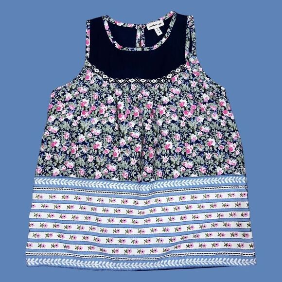 Girls Monteau Summer Multi Color Floral Sleeveless Tunic Top Size 8 - Picture 1 of 4